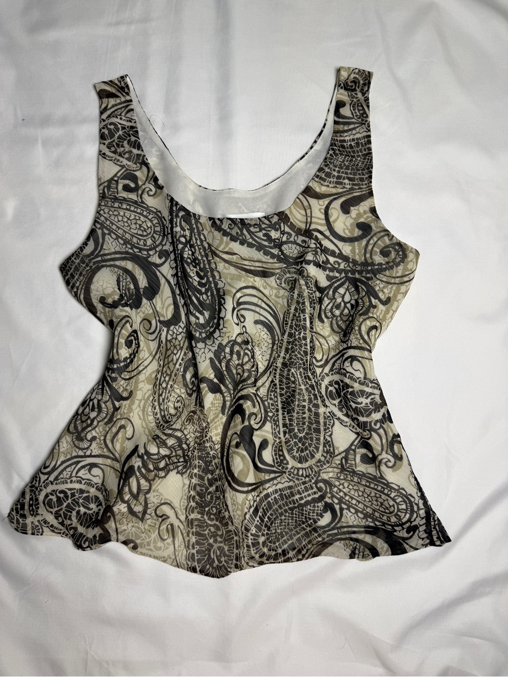 Chadwicks Beige and Black Paisley Tank Top